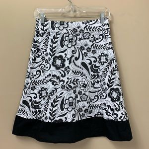 3/$15 SALE!  Black White Floral Print A Line Skirt